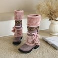 thumbnail image 5 of YLYL Winter Snow Boots for Women Fur Lined Furry Warm Lace up Anti-Slip Mid Calf Knight Boots, 5 of 7