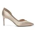 thumbnail image 2 of XYD Women Pointed Toe Sparkly Rhinestone D'orsay Pumps Slip on Mid Stiletto Heels Elegant Party Prom Shoes Size 12.5 Beige, 2 of 4