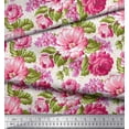 thumbnail image 2 of Soimoi Velvet Fabric Leaves & Peony Floral Print Sewing Fabric Yard 58 Inch Wide, 2 of 3