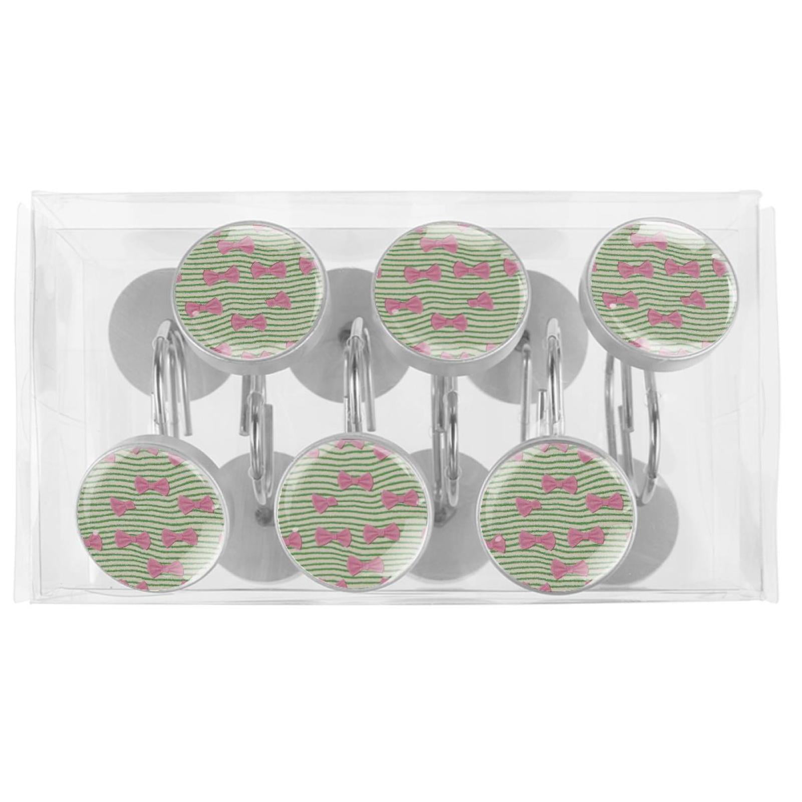 HemaKayy 12 Pcs Shower Curtain Hooks Bathroom Decorative Accessories Woolen Bow