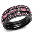 thumbnail image 1 of Women IP Light Black Stainless Steel Ring with Top Grade Crystal in Multi Color - Size 10, 1 of 1