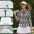 thumbnail image 6 of Uorisanigo Tribal Horse Women's 3/4 Sleeve Golf Top with Zipper Comfortable Breathable Women's Dry-Fit Golf Polo Shirts Polyester Spandex Fabric Fashionable Workout Tops Size XL, 6 of 7