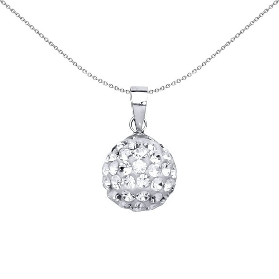 Silver Jewelco London Crystal Disco Ball Pendant Necklace 18 inch