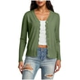thumbnail image 2 of BiZtdJrK Women's Long Sleeve Knit Cardigans Casual V Neck Button Down Sweater Jacket Dressy Scalloped Shrugs Sweaters Army Green XXL Camisas Para Hombres, 2 of 9