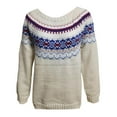 thumbnail image 5 of sususu Women's Fair Isle Sweater Oversized Knitted Sweaters Long Sleeve Boat Neck Colorful Loose Pullover Jumper Top,A01-Blue,L, 5 of 5