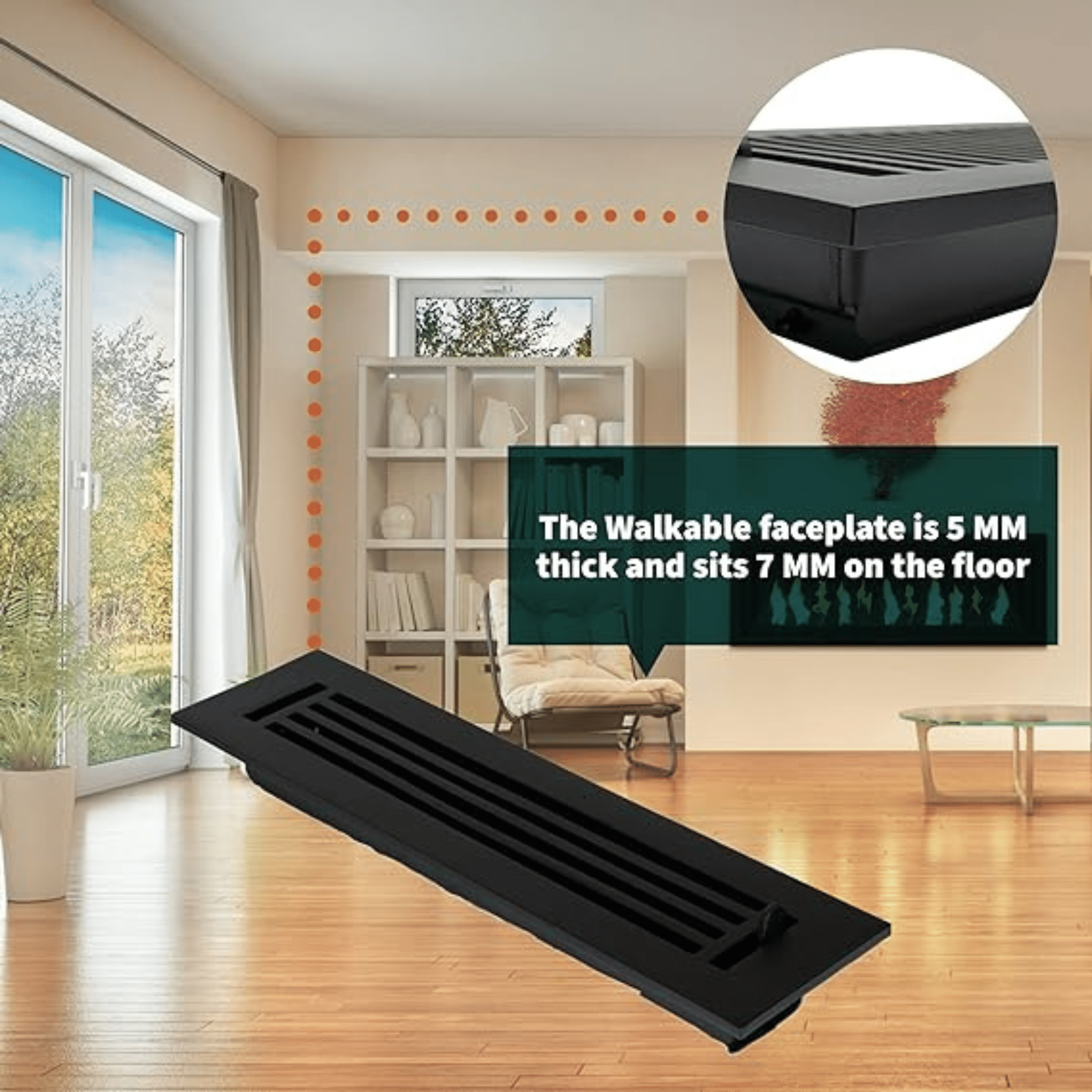 2"x10" (Duct Opening) Cast Aluminum | All Metal | Walkable | Heavy Duty | Floor Register with Air Control Feature, Overall (Overall 4"x12") By Caststo- Model Express, No Holes