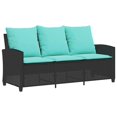thumbnail image 4 of vidaXL Patio Sofa 3-Seater with Cushions&Table Black Poly Rattan, 4 of 6