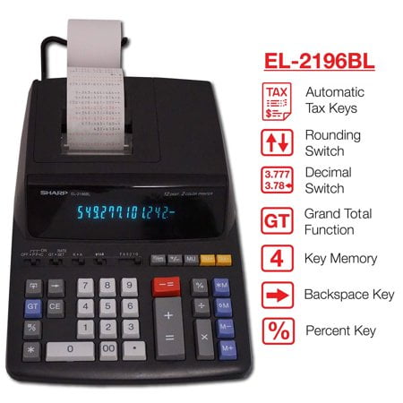SHARP EL2196BL Standard Function Calculator, White