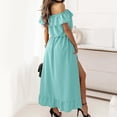 thumbnail image 5 of Vestido HUOGUO Fashion para mujer, liso, cuello oblicuo, volante asimétrico, 5 of 5