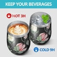 thumbnail image 4 of 12oz Stemless Wine Tumblers Pioneer Flower Vacuum Insulated Stainless Steel Travel Tumbler Cups Mug with Lid and Straw for Champaign,Cocktail,Beer with Cleaning Brush, 4 of 5
