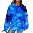 thumbnail image 2 of Craaazy Hoodies For Women Waffle Hooded Sweater Long Sleeve Casual Drawstring Tie-dye Pullover Pocket Tops Womens Tops, 2 of 5