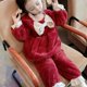 thumbnail image 3 of Conjuntos de pijamas de invierno para niñas, bonito lazo para bebés con ropa de casa, franela gruesa y cálida, conjuntos de pijamas para niñas pequeñas, pijamas de Navidad para niños, 3 of 3