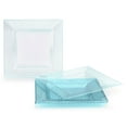 thumbnail image 2 of " OCCASIONS " 240 Pieces Pack, Heavyweight Disposable Wedding Party Plastic Square Bowls For Christmas(12oz Soup Bowl, Vitro Clear/Turquoise), 2 of 4