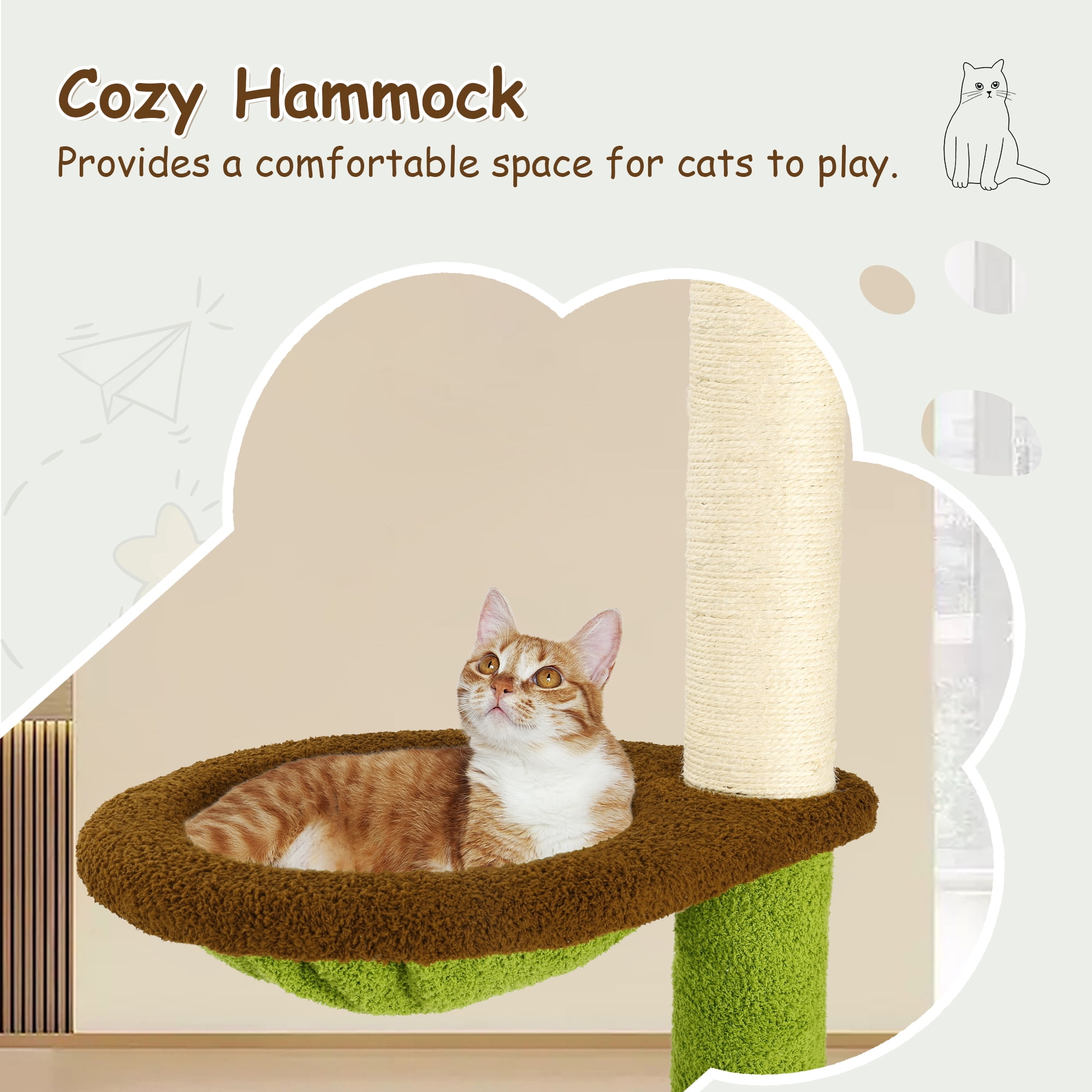 LHBCraft Floor to Ceiling Cat Tree, Cat Tower 5-Tier Height(88-107 Inches) Adjustable, Tall Cat Climbing Tower with Scratching Post, Cat Cave Condo, Cozy Hammock and Ball Toy for Indoor Cats