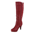 thumbnail image 4 of Women's Heeled Knee High Platform Side Zip Buckle Casual Dress Fashion Boots Shoes ( Red, 5.5), 4 of 5
