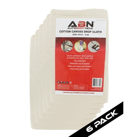 ABN Painters Beige Canvas Paint Drop Cloth XL 9’ x 12’ Foot 6-PACK for (Best Drop Cloth For Painting)