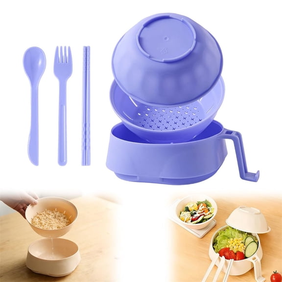 1PC Microwave Ramen Bowl, 38 oz Microwave Ramen Bowl with Lid, Ramen Noodles Bowl with Spoon Chopsticks Fork (Purple)