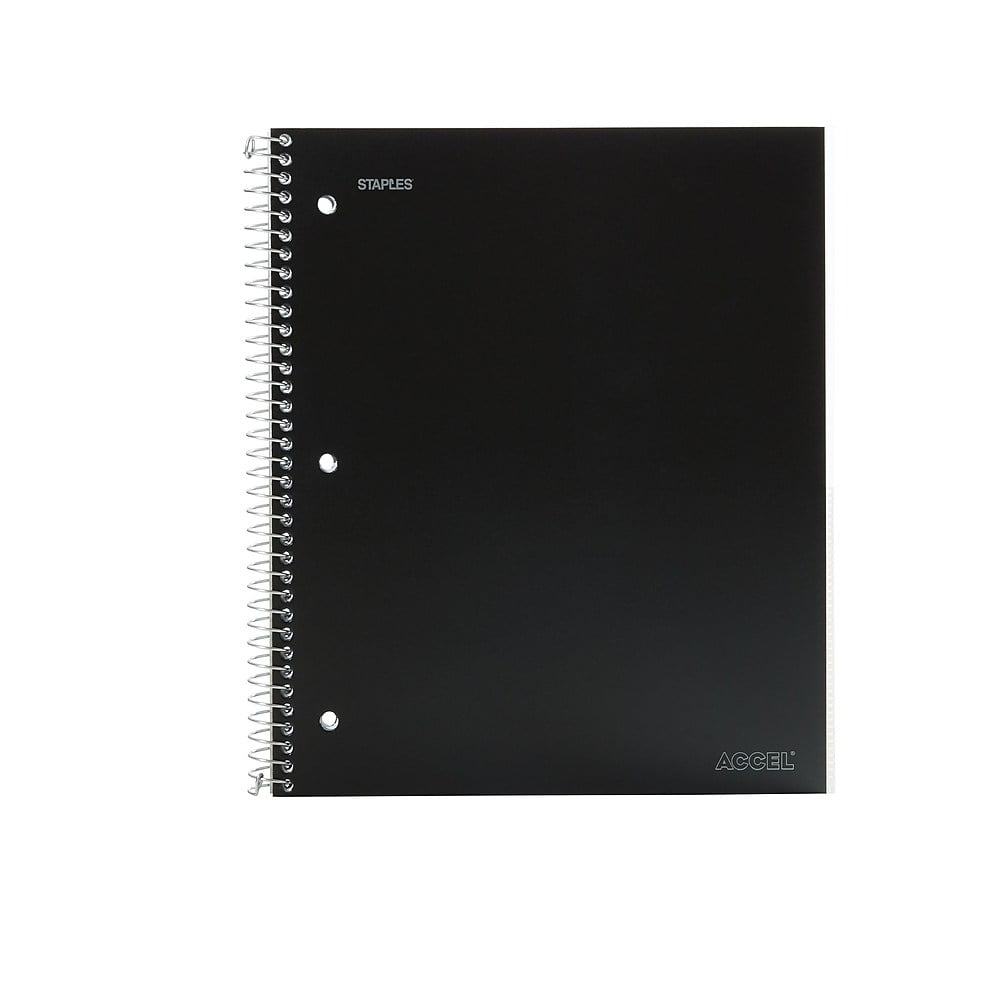 Staples Accel 1Subject Notebook 8.5" x 11" College Ruled 100 Sh. Black
