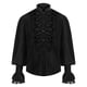 thumbnail image 1 of Camisas Vaqueras Para Hombre XXL Camisa de corte vintage gótica para hombre con cuello y dobladillo de encaje de manga larga con mangas (Black, L), 1 of 6