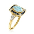 thumbnail image 3 of Ross-Simons 1.50 Carat Aquamarine and .70 ct. t.w. Sapphire Ring With .12 ct. t.w. Diamonds in 14kt Yellow Gold, Women's, Adult, 3 of 5