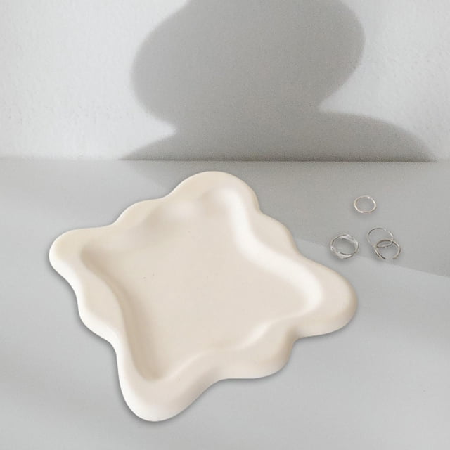 Plato Organizador de joyas perfecl yeso decoración del hogar Cuadrado beige