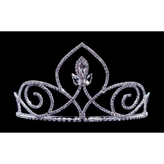 #14085 PointedNavette Tiara with Combs - 3.25"