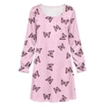 thumbnail image 4 of JOANKDMI Girls Butterfly Pattern Nightgowns Long Sleeve Sleepwear Soft Nightshirt Comfy Casual Lounge Dress Ruffled Cuff Sleep Shirt Pj Nightwear Slumber Party Kids, 4 of 8