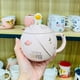 thumbnail image 4 of Tazas de café de cerámica con tapa, cuchara de acero inoxidable de astronauta, taza de seta de ascua matutina y taza de leche para mujeres o hombres rosa 400 ml/15 oz, 4 of 5