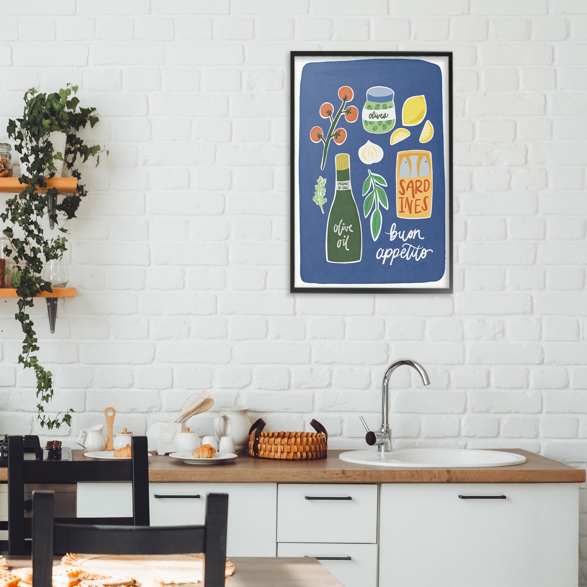Stupell Industries Italian Kitchen Necessities Black Framed Giclee Art, design by Amanda Houston