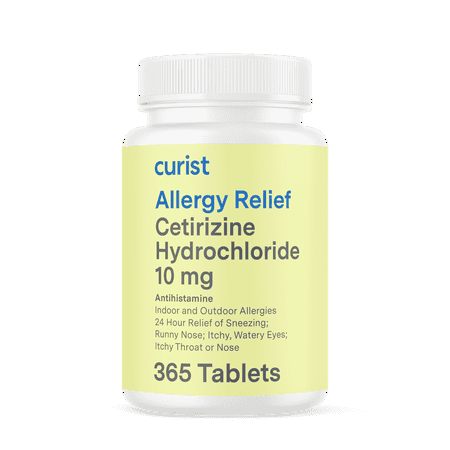 Curist Cetirizine Hydrochloride 10mg Tablet (365 Count) Allergy Medicine with 24 Hour Relief of Runny Nose, Sneezing Relief, Itchy Throat Relief, & Runny Eyes - Antihistamine