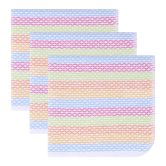 Unique Bargains 100% Cotton Striped Cleaning Cloths Red Blue Yellow 14" x 14"
