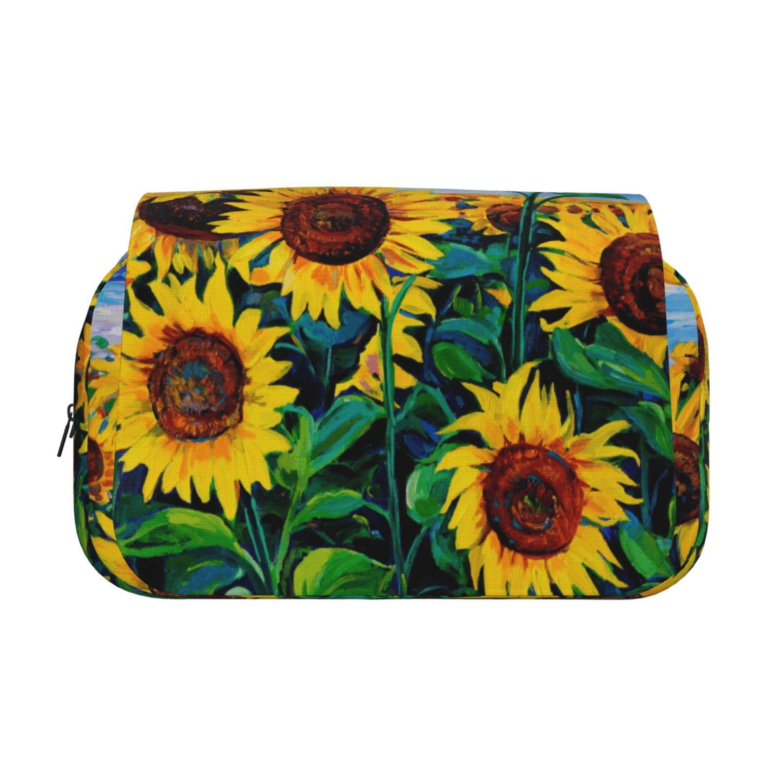 Rateoe Landscape With Sunflowers Pattern Double Clamshell Pen Case, Storage Organizer with Two Zipper Compartments– Holds Up to 50 Pencils & Pens