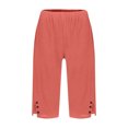 thumbnail image 4 of vigerkar Women's Casual Summer Bermuda Shorts Side Split Button Deco Knee Length Long Shorts with Pockets, Dressy High Waisted Work & Beach Outfits (Watermelon Red, 3XL), 4 of 8