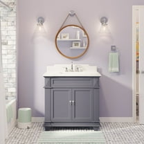 Elizabeth 36" Bathroom Vanity with Marine Gray Cabinet and Quartz Top