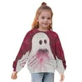 thumbnail image 5 of Odeerbi Kids Girls Halloween Hoodies Ghost Print Hooded Sweatshirts Crewneck Oversized Sweatshirt 1-12 Years Kids Fashion Long Sleeve Pullover Tops Red, 5 of 8