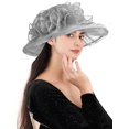 thumbnail image 3 of Women's Kentucky Derby Church Dress Hat Wide Brim Leaf Flower Bridal Shower Hat, 3 of 5