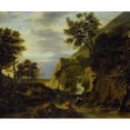 thumbnail image 3 of Roelant Roghman 14x12 Black Modern Framed Museum Art Print Titled - Mountainous Landscape with Waterfall (1650 - 1692), 3 of 5