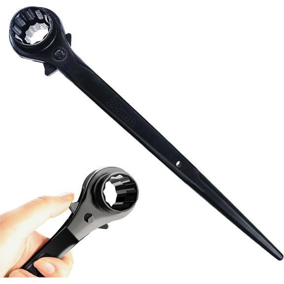 Reversible Ratcheting Wrench,Including 3/4",7/8" OR 19mm,22mm,12 Point Double Ended Socket Ratcheting Podger Scaffold Spud Wrench(Black)