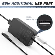 65W Laptop Charger Compatible with Microsoft Surface Pro 9,8,7+,7,6,5,4,3,X,10,Surface Book 3,2,1,Surface Go 3,2,Surface Laptop Studio,Support 44W,36W,24W Surface Charger