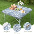 thumbnail image 4 of Fitted Hem Stretchable Square Table Cover 34x34, Bohemian Floral Pattern Tablecloth for Picnic Decor and Indoor Dining Room, 4 of 6