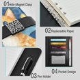 thumbnail image 4 of Leather Planner Leather Notebook Notebook Journal Binder Design Pen Pocket Design Convenient for Storage Starry Night Cute Cat, 4 of 6