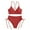 Red, variant on WREESH Womens High Waisted Bikini One-Piece Stripe Print Swimsuit Bikini Swimming Beachwear Beach Bathing Suit Orange