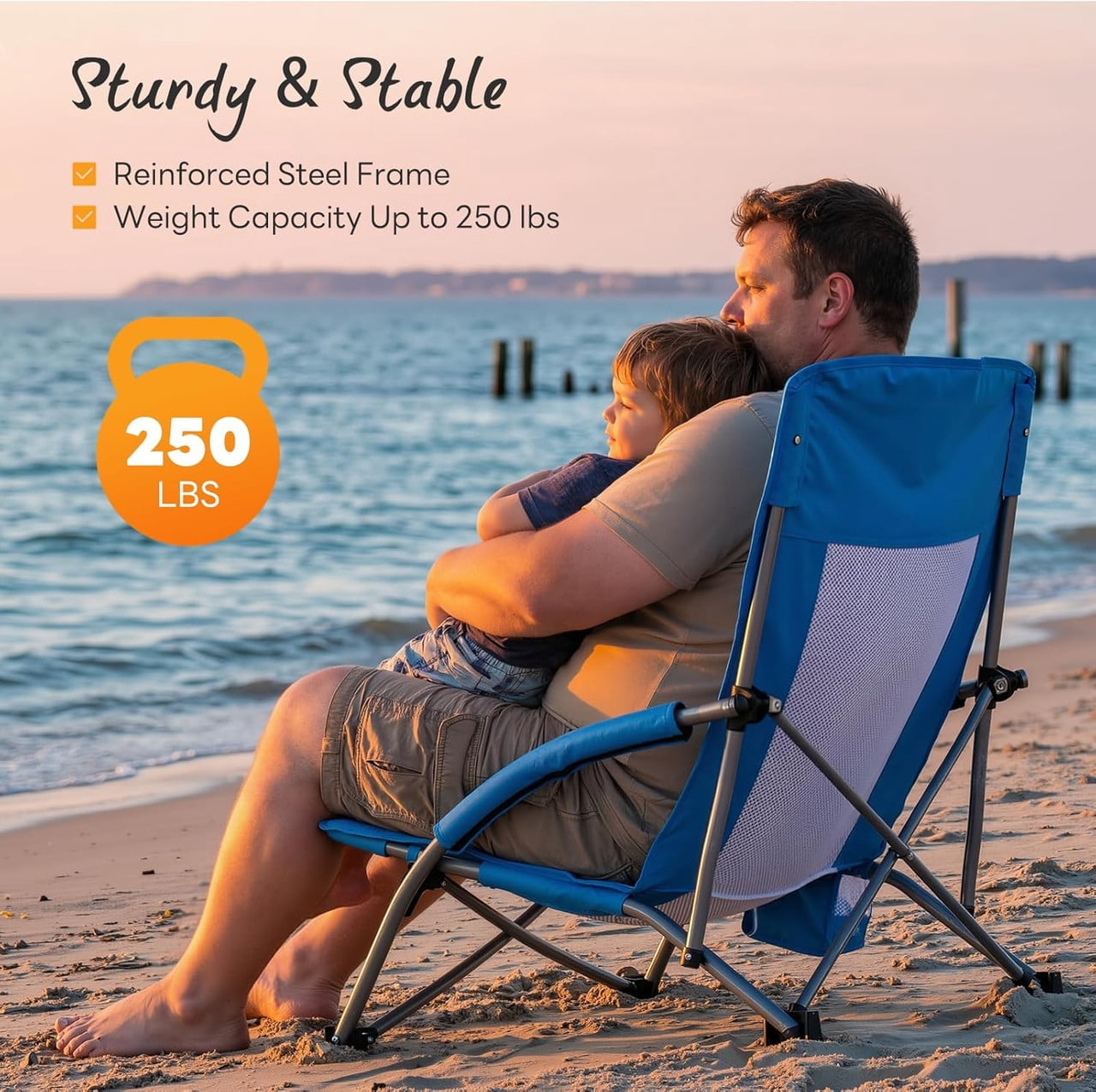 Simenmax Low Beach Chair – Folding Camping Chair for Adults, Low