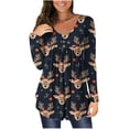 thumbnail image 2 of Pntutb Mujeres Casual Navidad Impreso Jersey Cuello Redondo Manga Larga Botones Blusa tops Pntutb Pntutb-794, 2 of 6