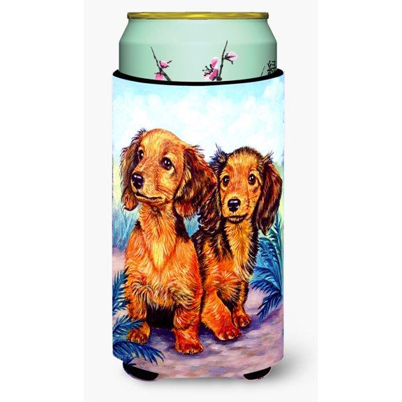 Carolines Treasures 7022TBC Long Hair Red Dachshund Two Peas Tall Boy Hugger Tall Boy multicolor