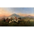 thumbnail image 3 of Raden Saleh 24x15 Black Modern Framed Museum Art Print Titled - Six Horsemen Chasing Deer (1860), 3 of 5