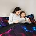 thumbnail image 5 of Castle Fairy Geometric Honeycomb Boy 3 Pieces Queen Comforter Set,Abstract Gradient Hexagon Ultra Soft Bedding Sets,Video Game Bedding Comforter Set Breathable,Breathable Home Decor,Reversible, 5 of 8