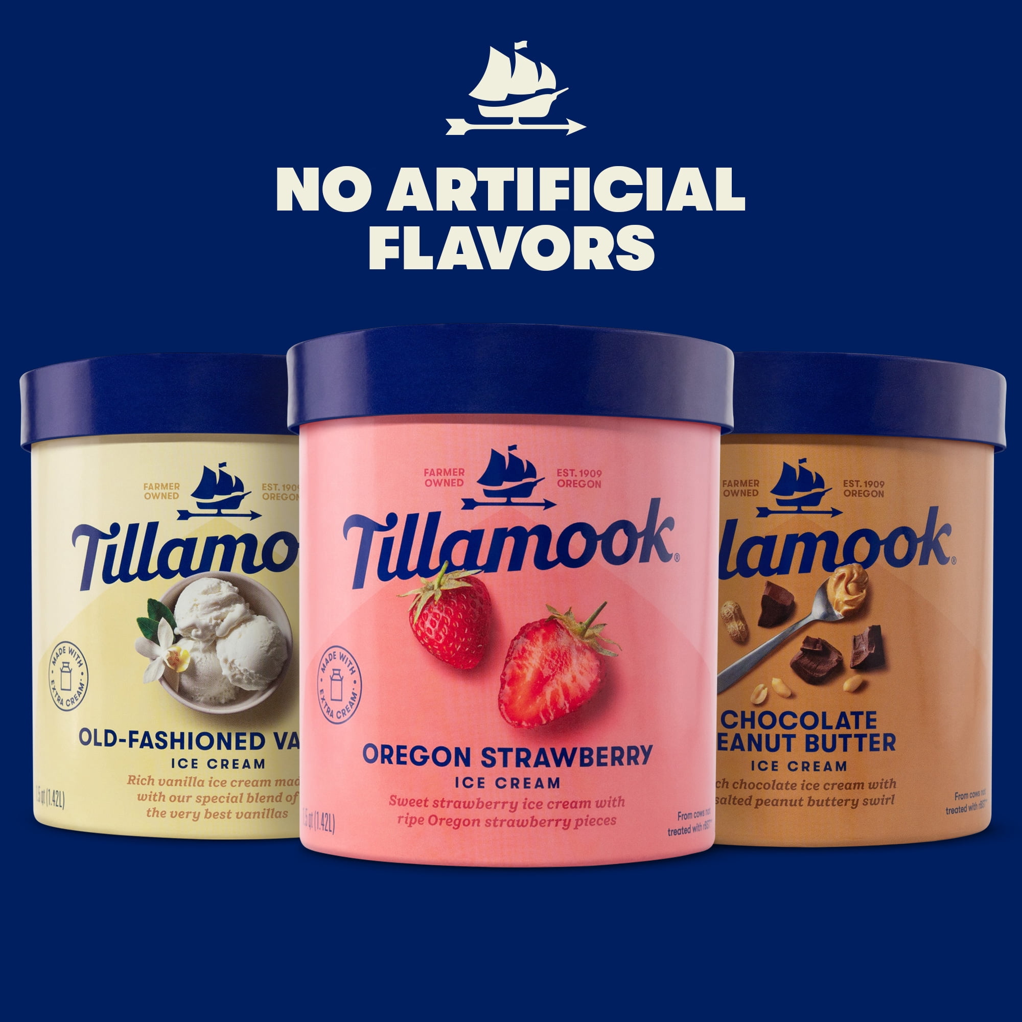 Tillamook Chocolate Peanut Butter Ice Cream, 56 fl oz