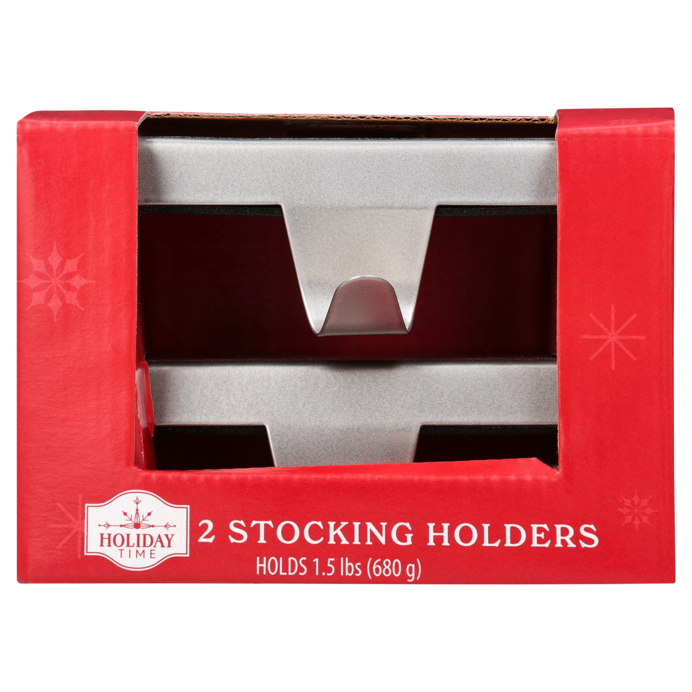 Holiday Time 2-Count Pewter Metal Christmas Stocking Holders, 5 inch