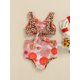 thumbnail image 3 of Traje de baño para niña pequeña, tankini sin mangas con estampado de leopardo y flores, top corto y pantalones cortos, traje de baño de verano de 2 piezas, 3 of 6
